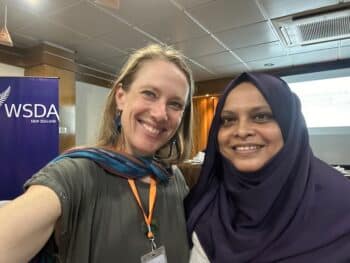 Two women smiling for selfie